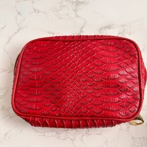 Nordstrom Accessories Cosmetic Bag Red Crocodile Texture